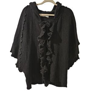 Anthropologie Black Ruffled Cardigan